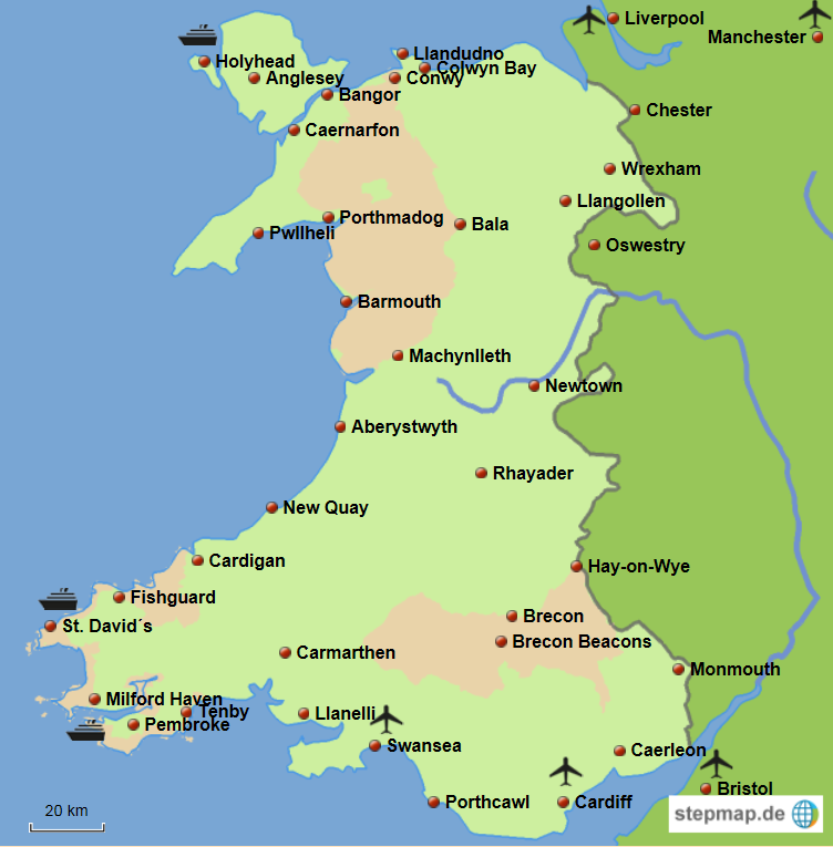 Wales Karte - ThobaReisen